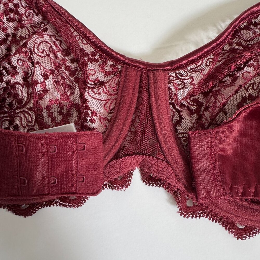 Empreinte Cassiopee Garnet Red Lace Full Cup Underwired Bra - 34C - Picture 8 of 9